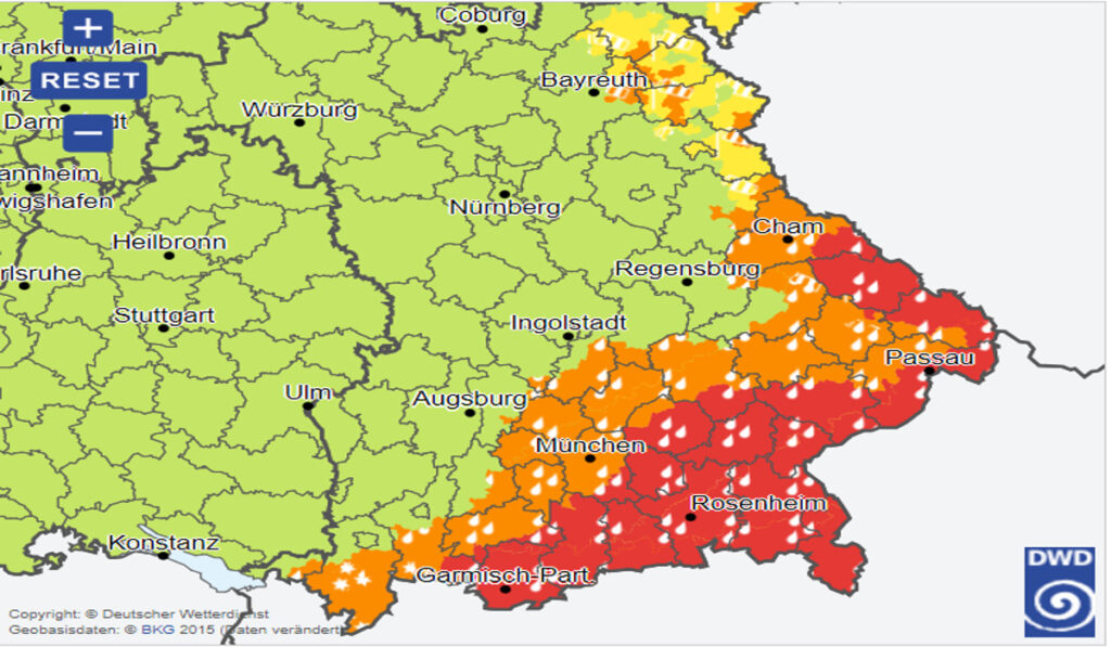 Καταιγίδες στη Βαυαρία - συνεχείς βροχοπτώσεις και χιονοπτώσεις στο κρατίδιο